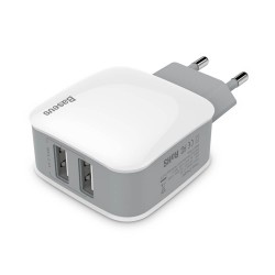 Baseus Letour Dual U wall charger with 2 USB output ports 2.4A White - Gray
