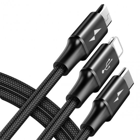 Baseus cable 3 in1 Rapid series USB to ( Lightning - Micro USB - Type C ) 1.2 m 3A black