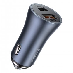 Baseus car charger Golden Contactor Pro PD 40W 1x USB 1x USB-C dark gray
