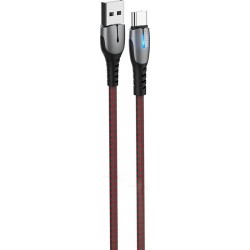 Foneng X29 led light data cable 2.4A USB to Type - C Black - Red