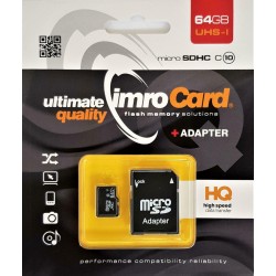 IMRO MicroSDHC 64GB c.10 UHS-1 with adapter Black