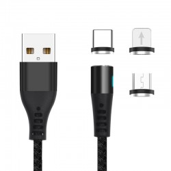 Maxlife MXUC - 02 magnetic cable fast Charge 2A USB to (Lightning, Type - C, micro USB) Black